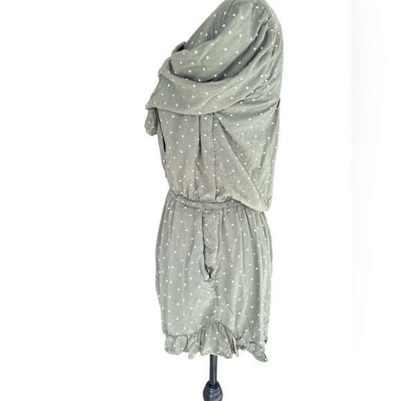 Abercrombie & Fitch Olive Green Polka Dot Tie-Front Romper - Size Small - Picture 7 of 10